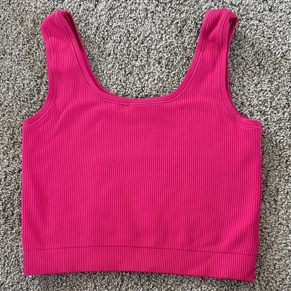 Pink Ribbed Crop Top